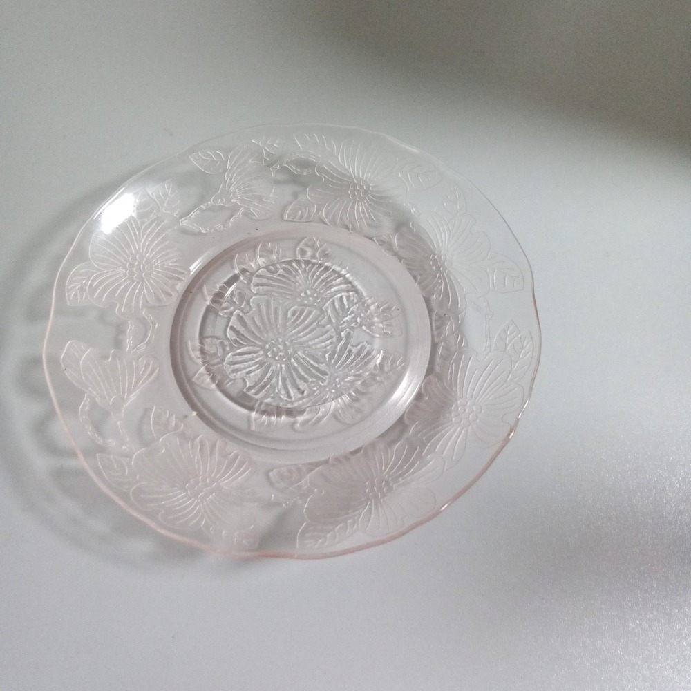 MacBeth-Evans Pink Depression Glass Dogwood Wild Rose Saucer 5.75 inch Vintage